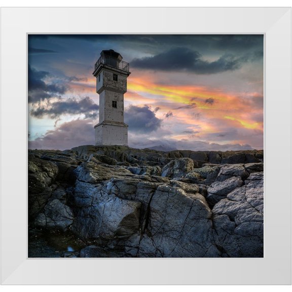 Keller 12x12 White Modern Wood Framed Museum Art Print Titled - The Lighthouse