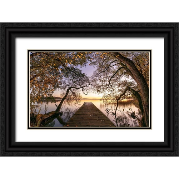 Keller 14x10 Black Ornate Wood Framed with Double Matting Museum Art Print Titled - Autumn