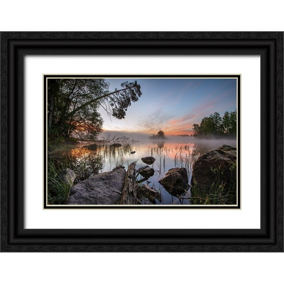 Keller 14x11 Black Ornate Wood Framed with Double Matting Museum Art Print Titled - Peaceful Morning