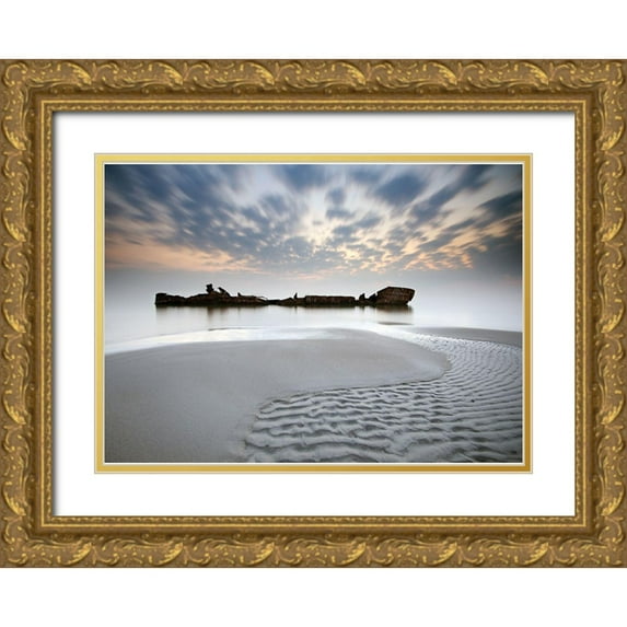 Keller 18x14 Gold Ornate Wood Framed with Double Matting Museum Art Print Titled - The Wreck