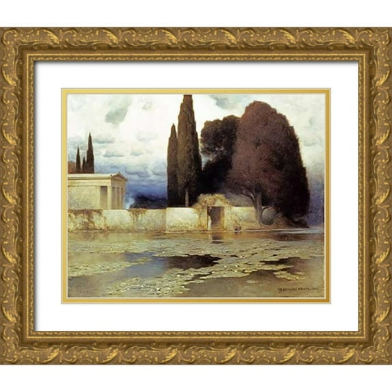 Keller, Ferdinand 32x26 Gold Ornate Wood Framed with Double Matting Museum Art Print Titled - A Classical Landscape