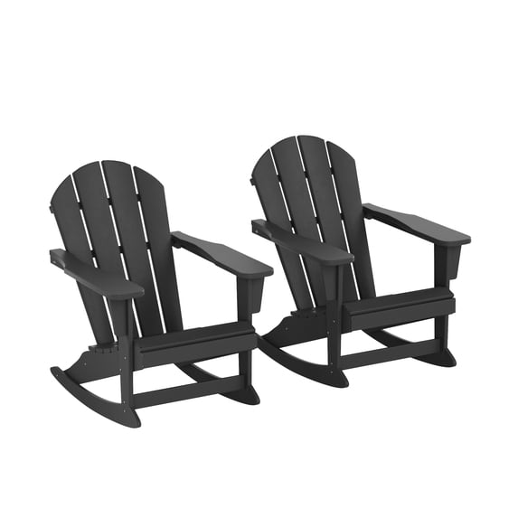 CostaElm Outdoor Patio Rocking Adirondack Chair Set of 2, All Weather Plastic HDPE Adirondack Chairs, Gray