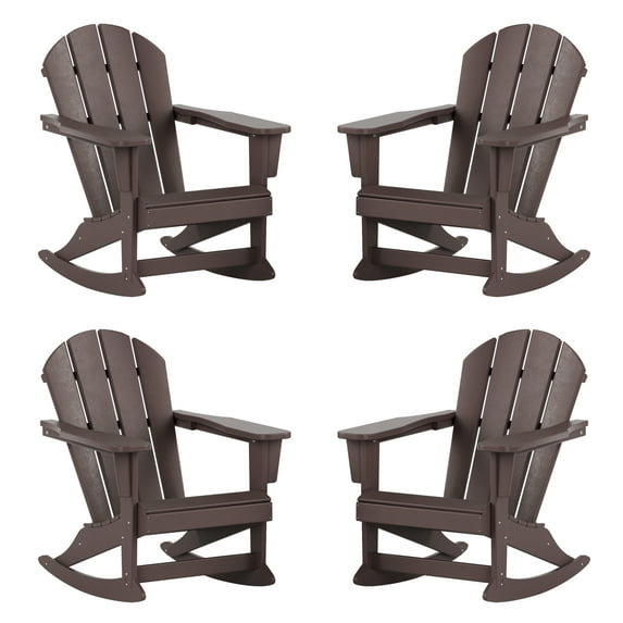 Keller HDPE Plastic Outdoor Rocking Chair in Teak (Set of 4)