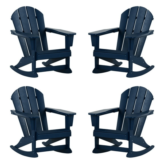 Keller HDPE Plastic Outdoor Rocking Chair in White (Set of 4)