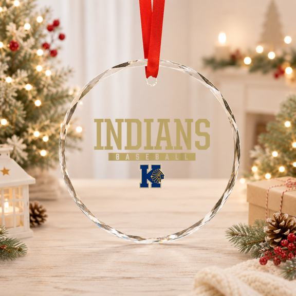 Keller Indians Logo Baseball Hs Glass Ornament, Vintage Glass Ornament