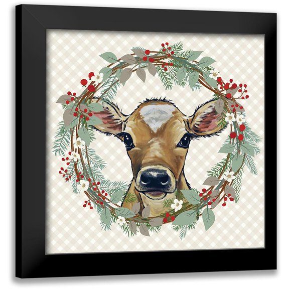 Keller, Lee 12x12 Black Modern Framed Museum Art Print Titled - Christmas Calf Wreath