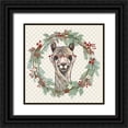 thumbnail image 1 of Keller, Lee 12x12 Black Ornate Wood Framed with Double Matting Museum Art Print Titled - Christmas Llama Wreath, 1 of 4