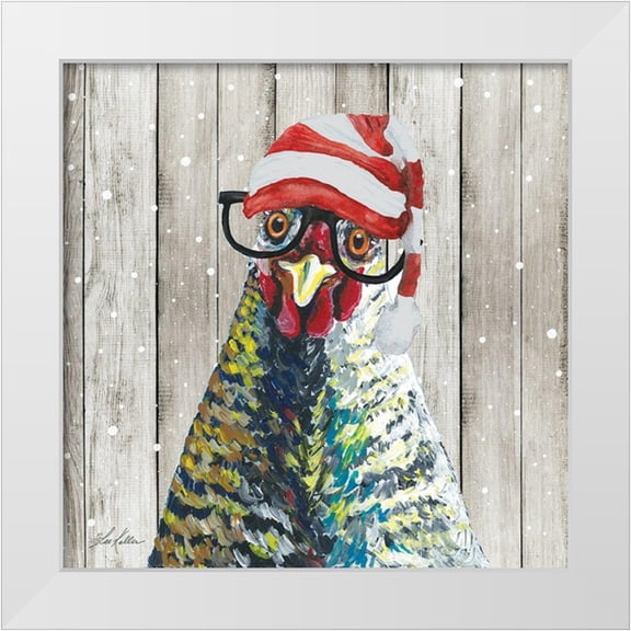 Keller, Lee 12x12 White Modern Wood Framed Museum Art Print Titled - Christmas Chicken