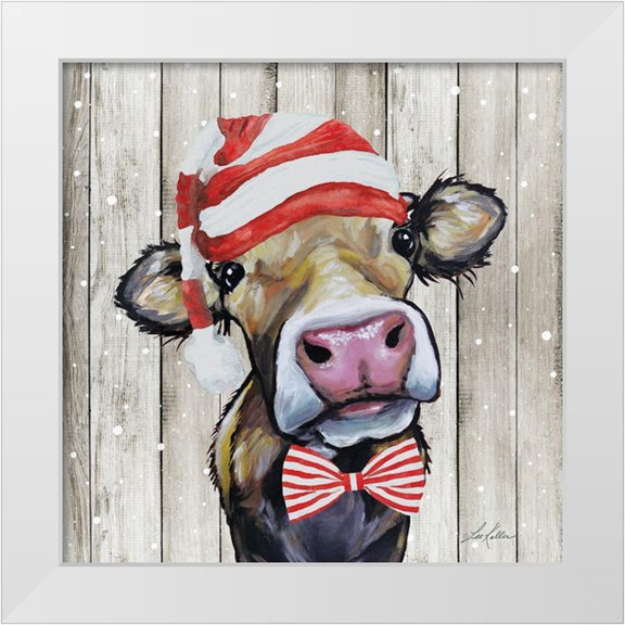 Keller, Lee 12x12 White Modern Wood Framed Museum Art Print Titled - Christmas Cow I