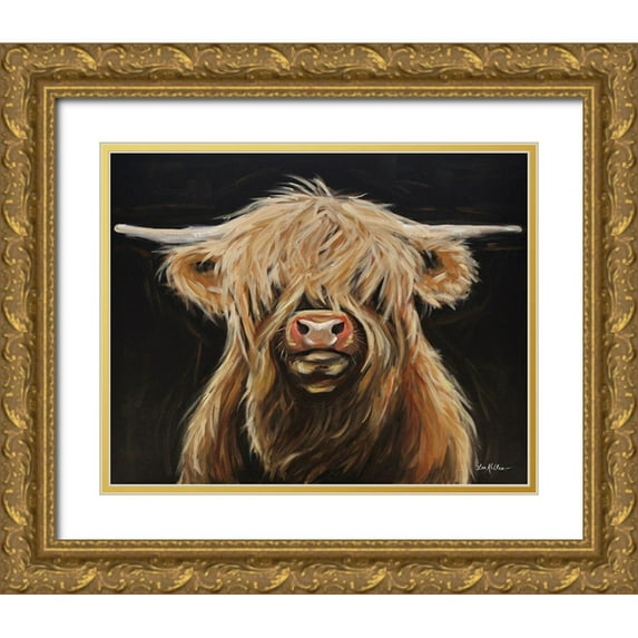 Keller, Lee 14x12 Gold Ornate Wood Framed with Double Matting Museum Art Print Titled - Highland Cow II