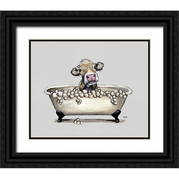 Keller, Lee 18x15 Black Ornate Wood Framed with Double Matting Museum Art Print Titled - Farm Animal Bubble Bath I