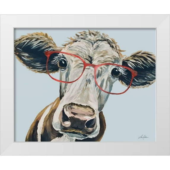 Keller, Lee 18x15 White Modern Wood Framed Museum Art Print Titled - Cora the Cow