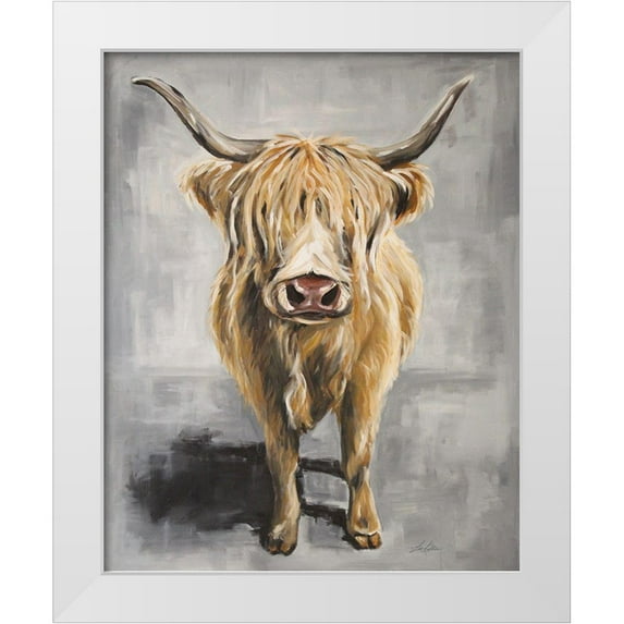 Keller, Lee 20x24 White Modern Wood Framed Museum Art Print Titled - Harry the Highland Cow