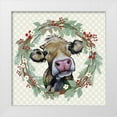 thumbnail image 1 of Keller, Lee 26x26 White Modern Wood Framed Museum Art Print Titled - Christmas Cow Wreath, 1 of 4