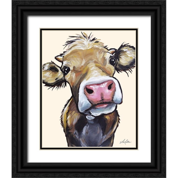 Keller, Lee 26x31 Black Ornate Wood Framed with Double Matting Museum Art Print Titled - Hazel the Cow