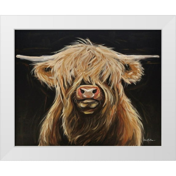 Keller, Lee 32x26 White Modern Wood Framed Museum Art Print Titled - Highland Cow II