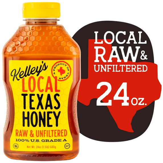 Kelley Honey Farms Raw and Unfiltered Honey, 100% Pure Grade A, 24 oz Squeeze Bottle
