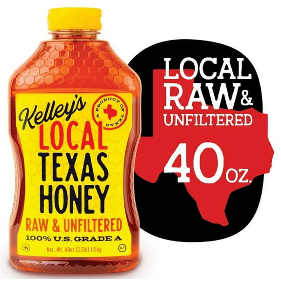 Kelley Honey Farms Raw and Unfiltered Honey, Pure, 40 oz Squeeze Bottle