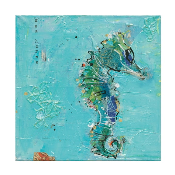 Kellie Day 'Little Seahorse Blue' Canvas Art