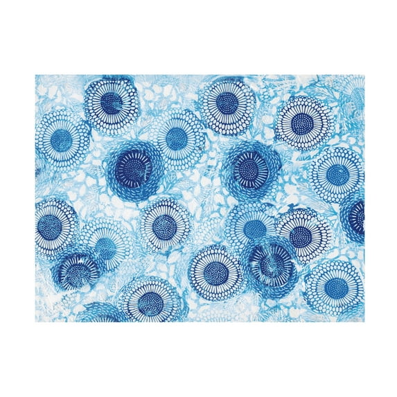 Kellie Day 'Pinto and Buffalo Flowers Blue' Canvas Art