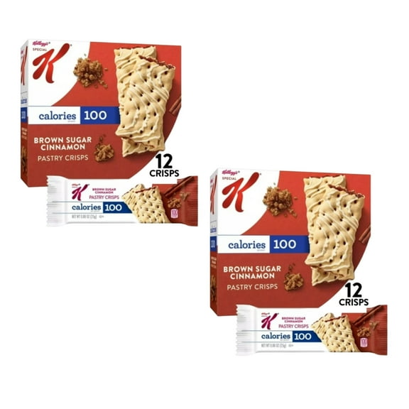 Kellog's special K Pastry Crisps, 100 Calorie Snacks, Breakfast Bars, Brown Sugar Cinnamon, 5.28oz Box 12 Crisps, (2 pack)