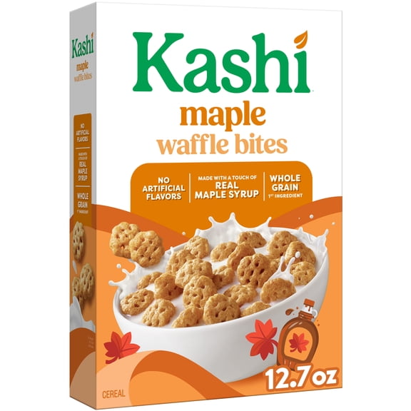 Kashi Breakfast Cereal, Whole Grain, Vegan, Maple Waffle Bites, 12.7oz Box (1 Box)