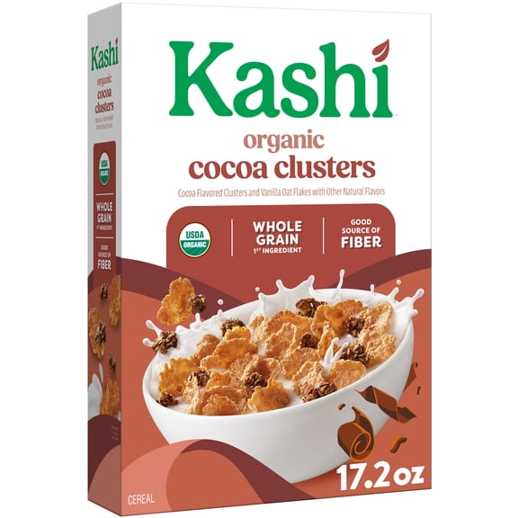 Kashi Breakfast Cereal, Organic, Whole Grain, Cocoa Clusters, 17.2oz Box (1 Box)