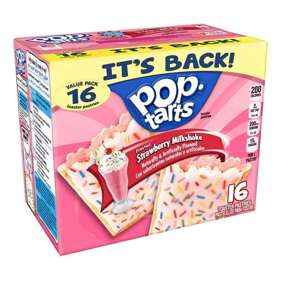 Kellogg Pop-Tarts Breakfast Toaster Pastries, Frosted Strawberry Milkshake, 28.2 oz, Value Pack (16 Count) YU3