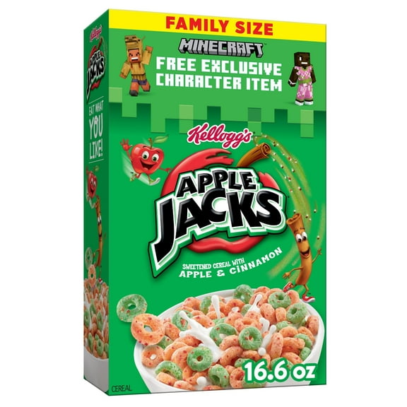 Kellogg,S Apple Jacks Breakfast Cereal, Kids Cereal, Family Breakfast, Family Size, Original, 16.6Oz Box (1 Box)