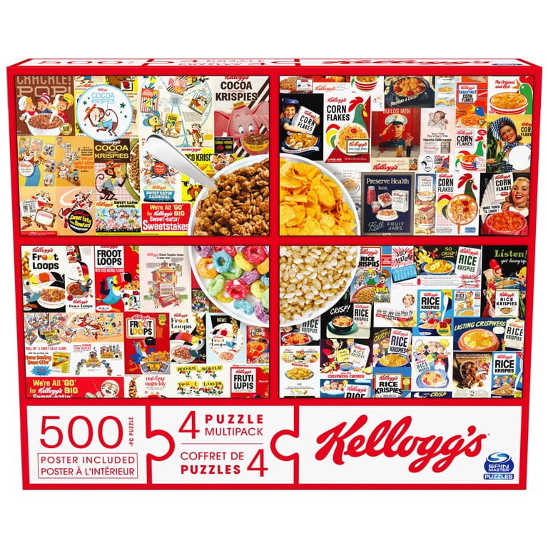 ケロッグパズル　ボーナスポスター付き　　500ピース Kellogg's, 4 Puzzle Multipack, 500 Pieces Combine to Form Mega