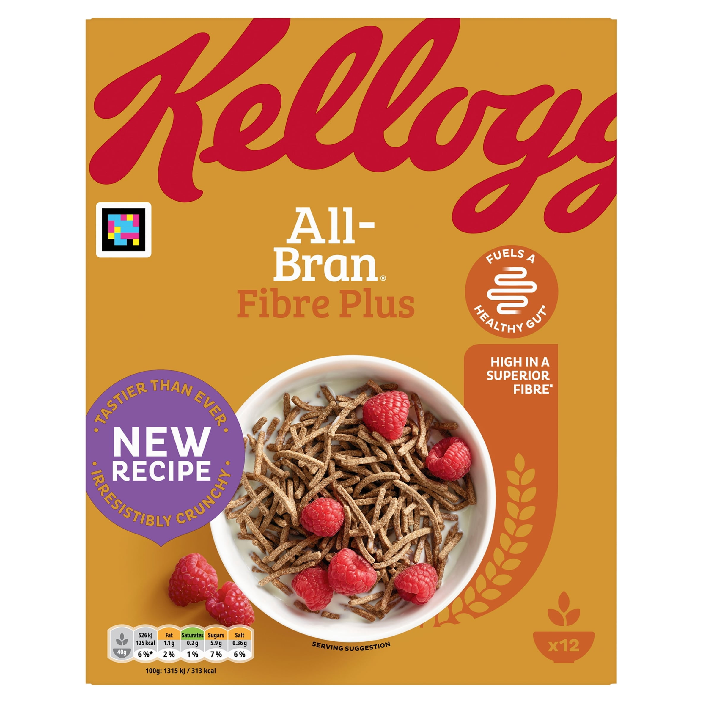 Kellogg's All Bran Fibre Plus Breakfast Cereal 500g, Imported from Britain