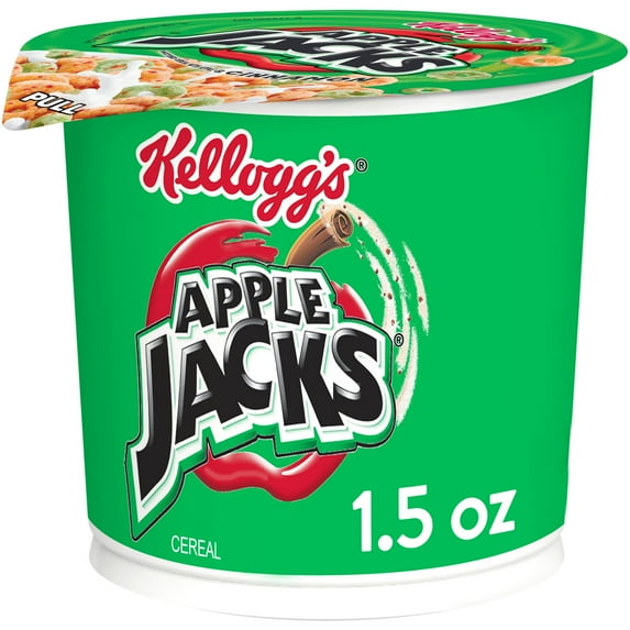 Kellogg's Apple Jacks Breakfast Cereal Cups, Kids Cereal, Family Breakfast, Original, 1.5oz Cup (1 Cup)