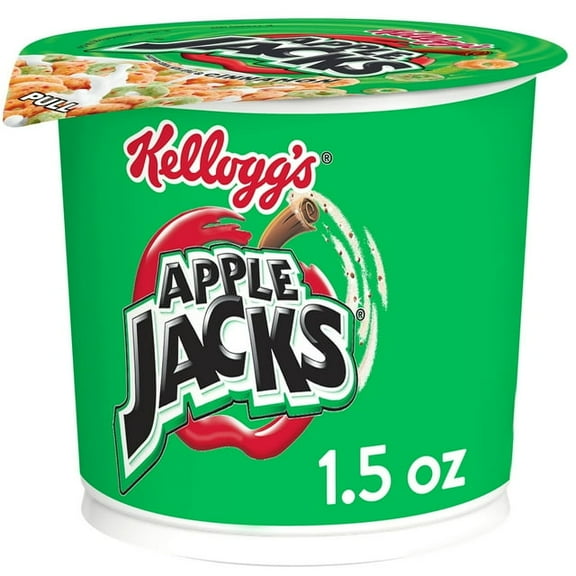 Kellogg's Apple Jacks Breakfast Cereal Cups, Kids Cereal, Family Breakfast, Original, 1.5oz Cup (Pack of 6)