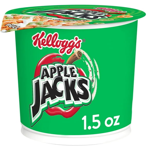 Kellogg's Apple Jacks Breakfast Cereal Cups, Kids Cereal, Family Breakfast, Original, 1.5oz (Pack 10)