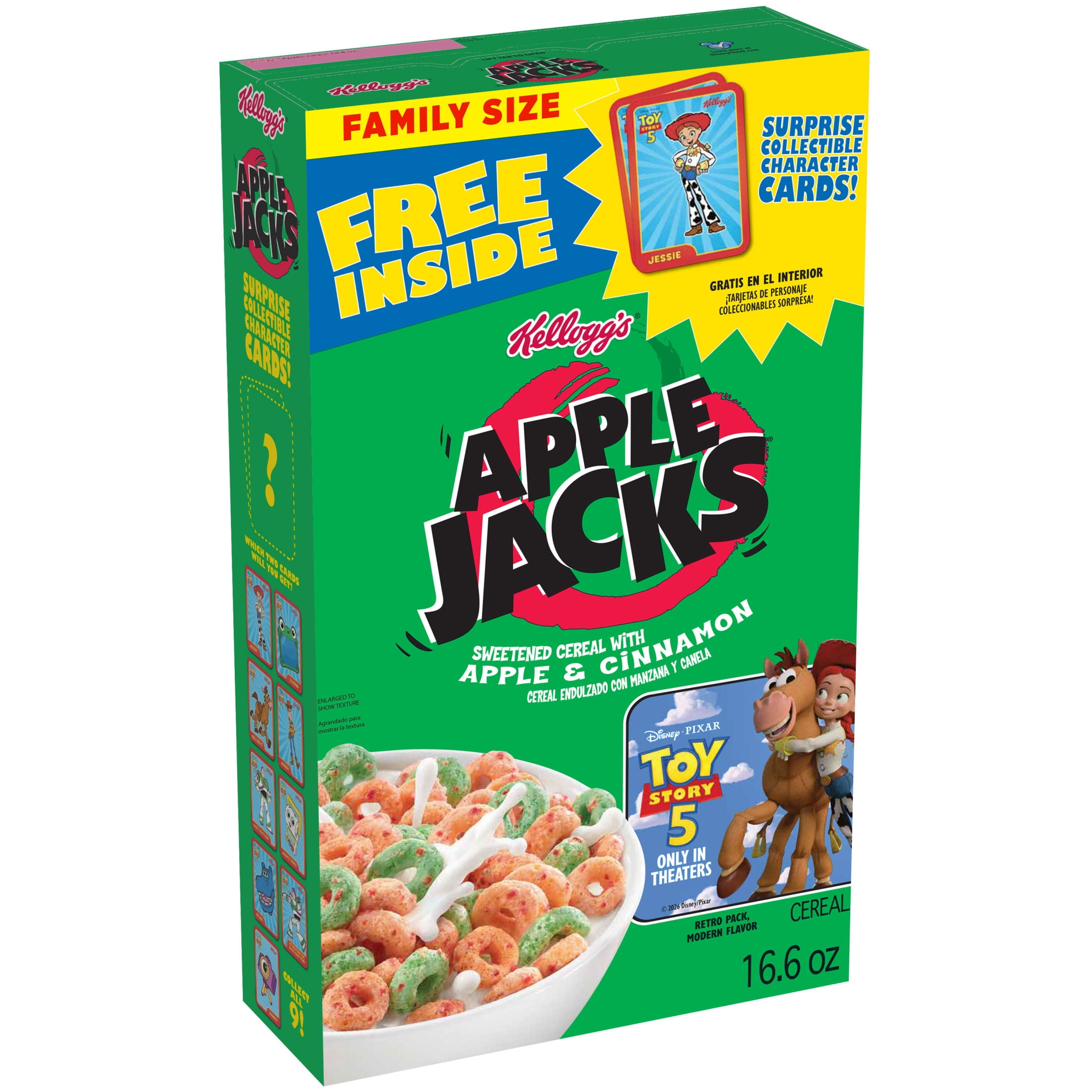 Kellogg's Apple Jacks Original Breakfast Cereal, 15g Whole Grains, Family Size, 16.6 oz