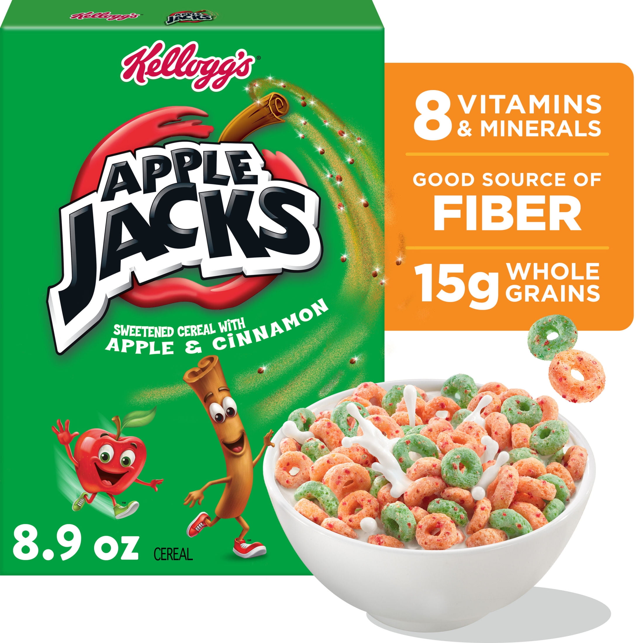 Kellogg's Apple Jacks Breakfast Cereal, Kids Cereal, Family Breakfast, Original, 8.9oz Box (1 Box)