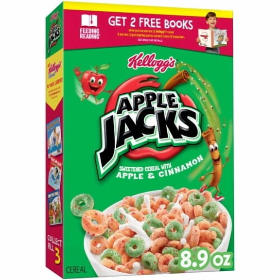 Kellogg's Apple Jacks Breakfast Cereal, Kids Cereal, Family Breakfast, Original, 8.9oz Box (1 Box) pack of 2