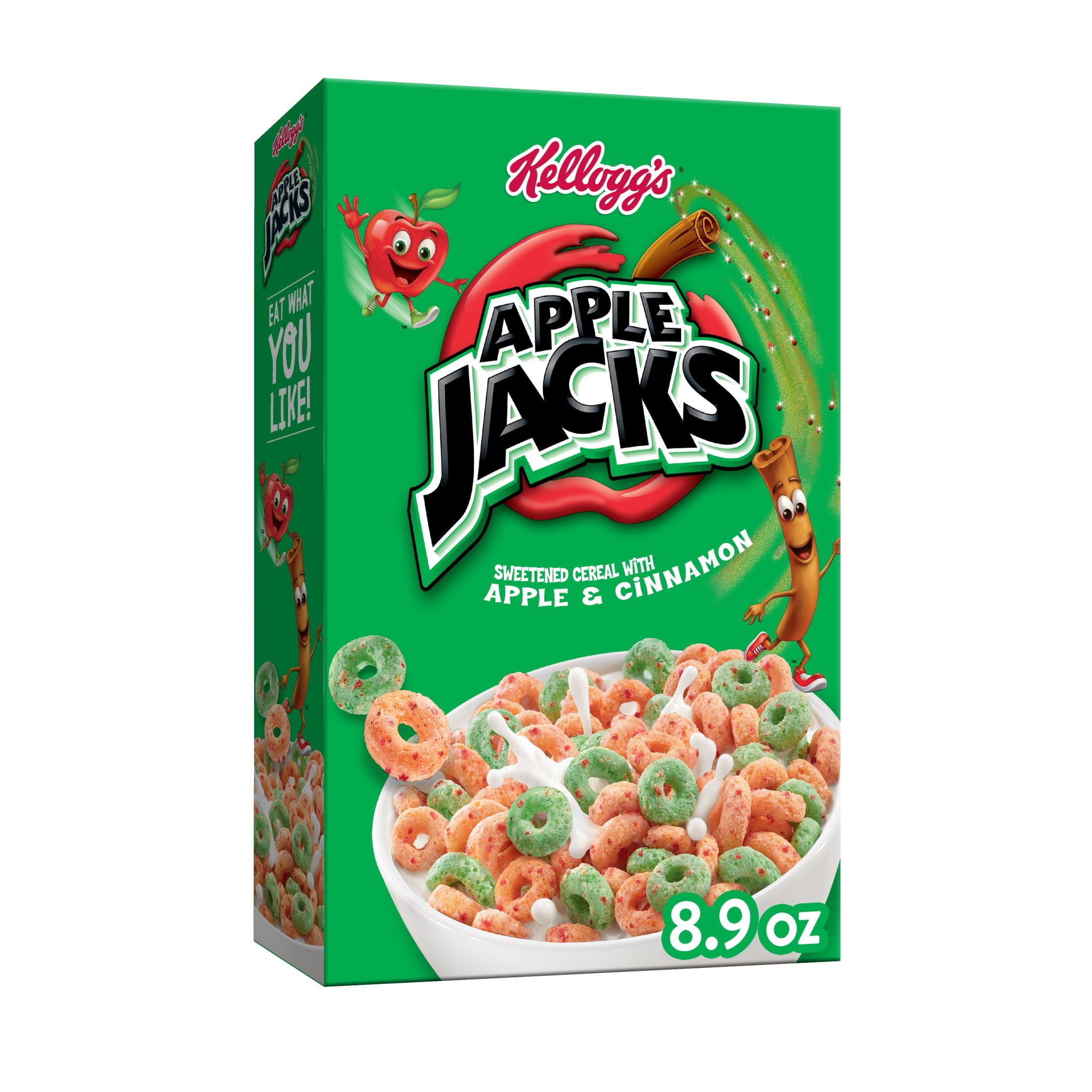 Kellogg's Apple Jacks Breakfast Cereal, Kids Cereal, Family Breakfast, Original, 8.9oz (Pack 4)