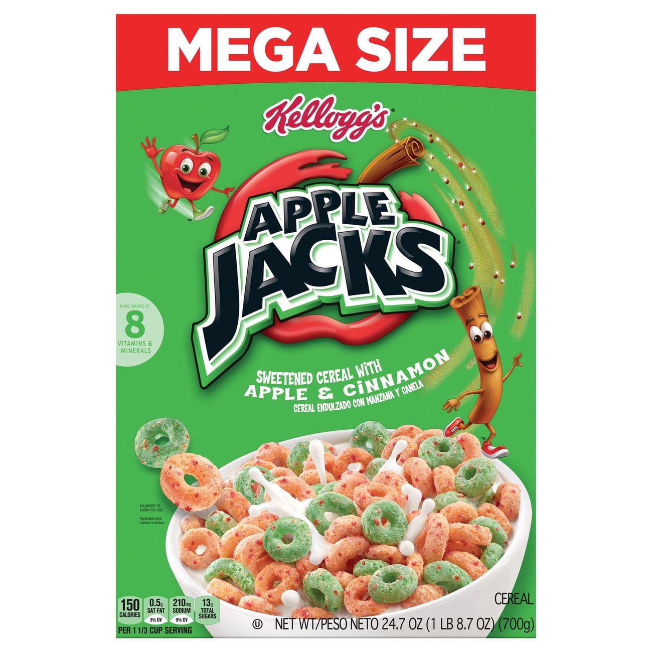 Kellogg's Apple Jacks Cereal - Mega Size - 24.7 oz- Pack of 2 - Walmart.com