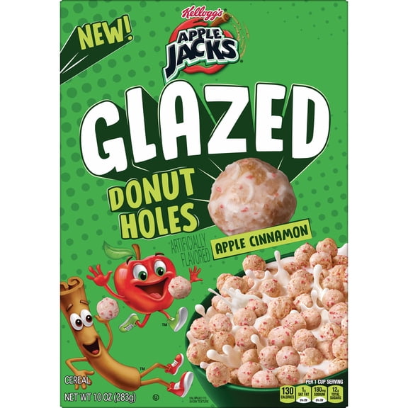 Kellogg's Apple Jacks Glazed Donut Holes Breakfast Cereal, 10 oz Box