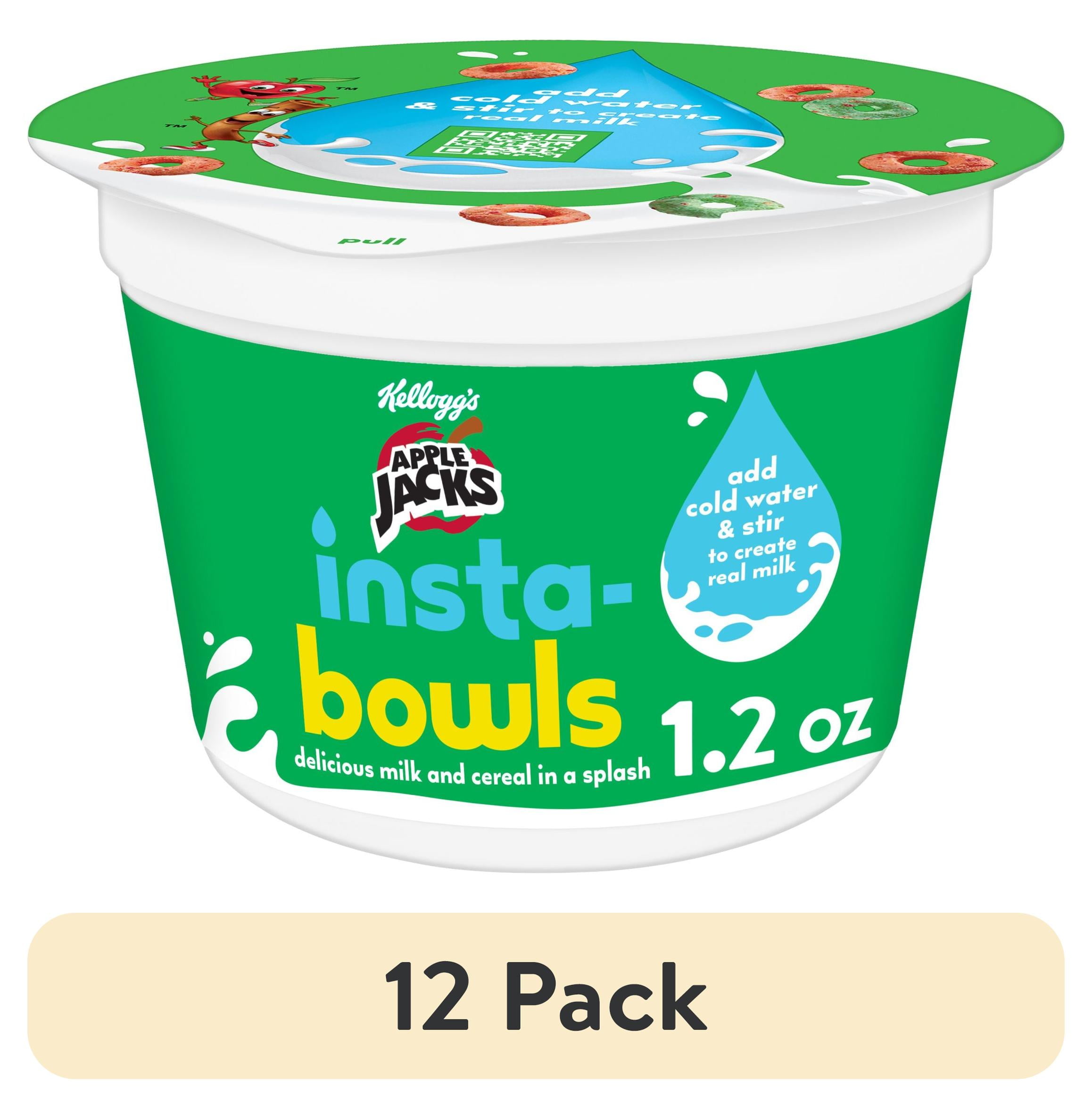 (12 pack) Kellogg's Apple Jacks InstaBowls Original Cold Breakfast