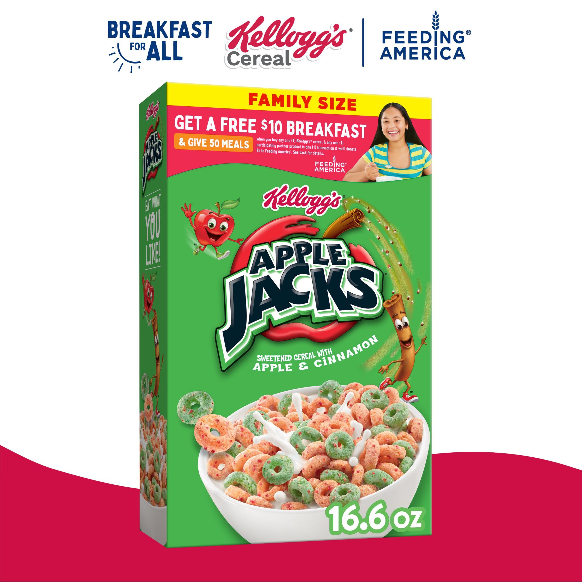 Kellogg's Apple Jacks Original Cold Breakfast Cereal, Mega Size, 28 oz