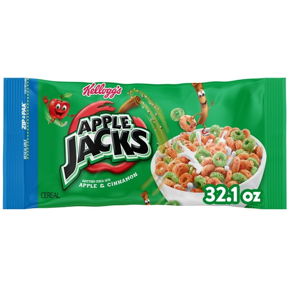 Kellogg's Apple Jacks Original Cold Breakfast Cereal, 8 Vitamins and Minerals, 32.1 oz