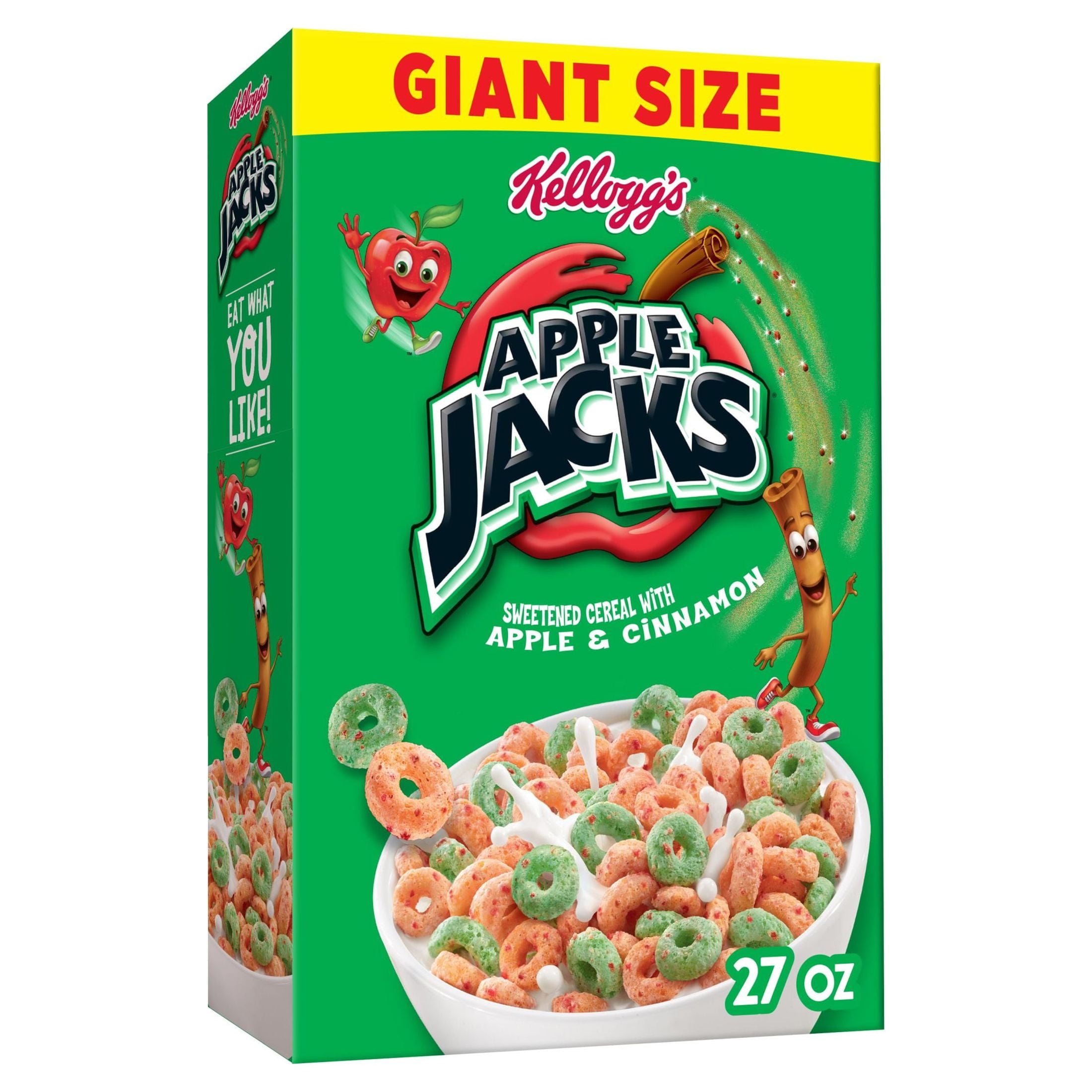 Kellogg's Apple Jacks Original Cold Breakfast Cereal, Giant Size, 27 oz Box