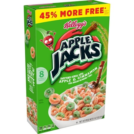 Kellogg's Apple Jacks Original Cold Breakfast Cereal, Large Size, 14.7 oz Box