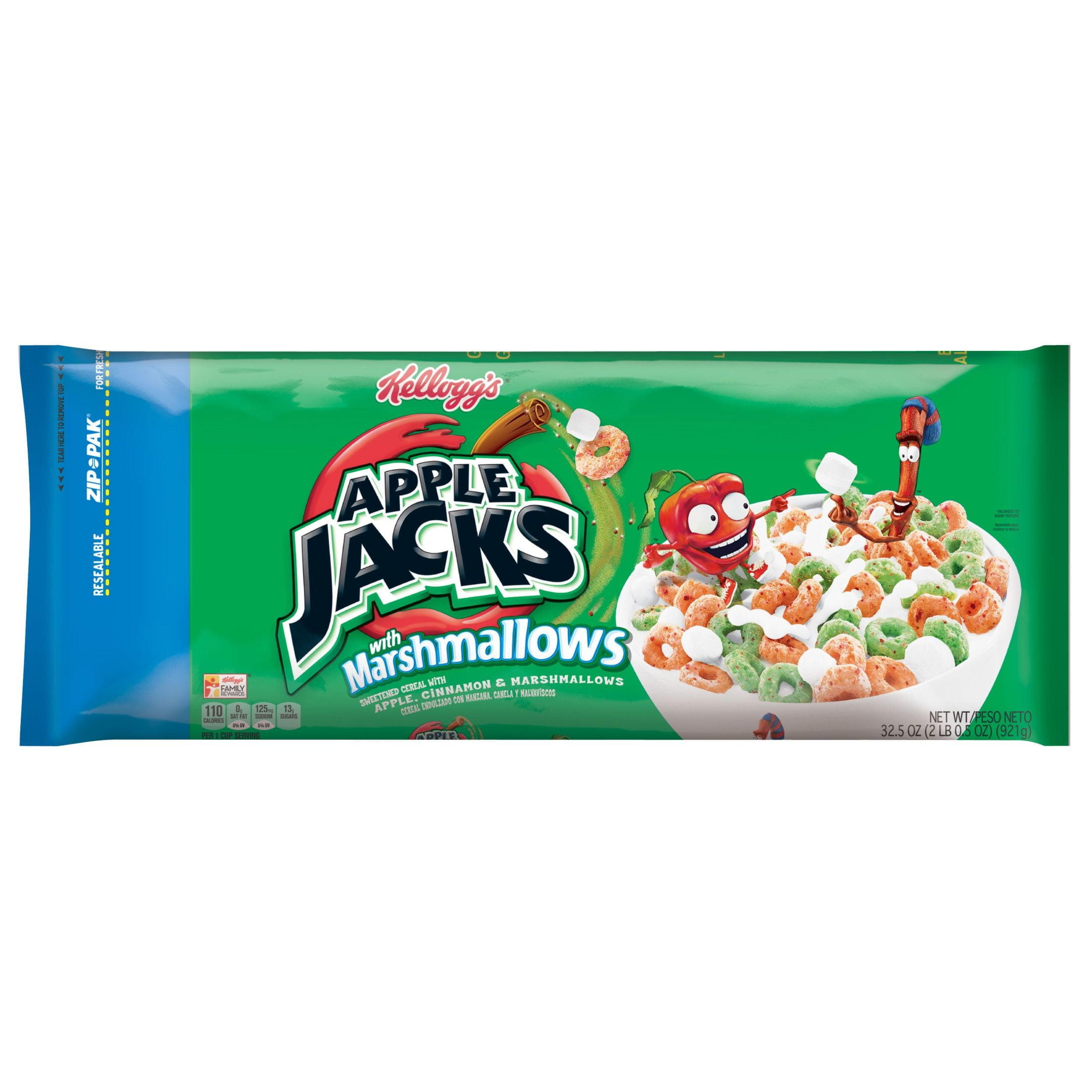 Kellogg's Apple Jacks Original with Marshmallows Cold Breakfast Cereal, 32.5 oz