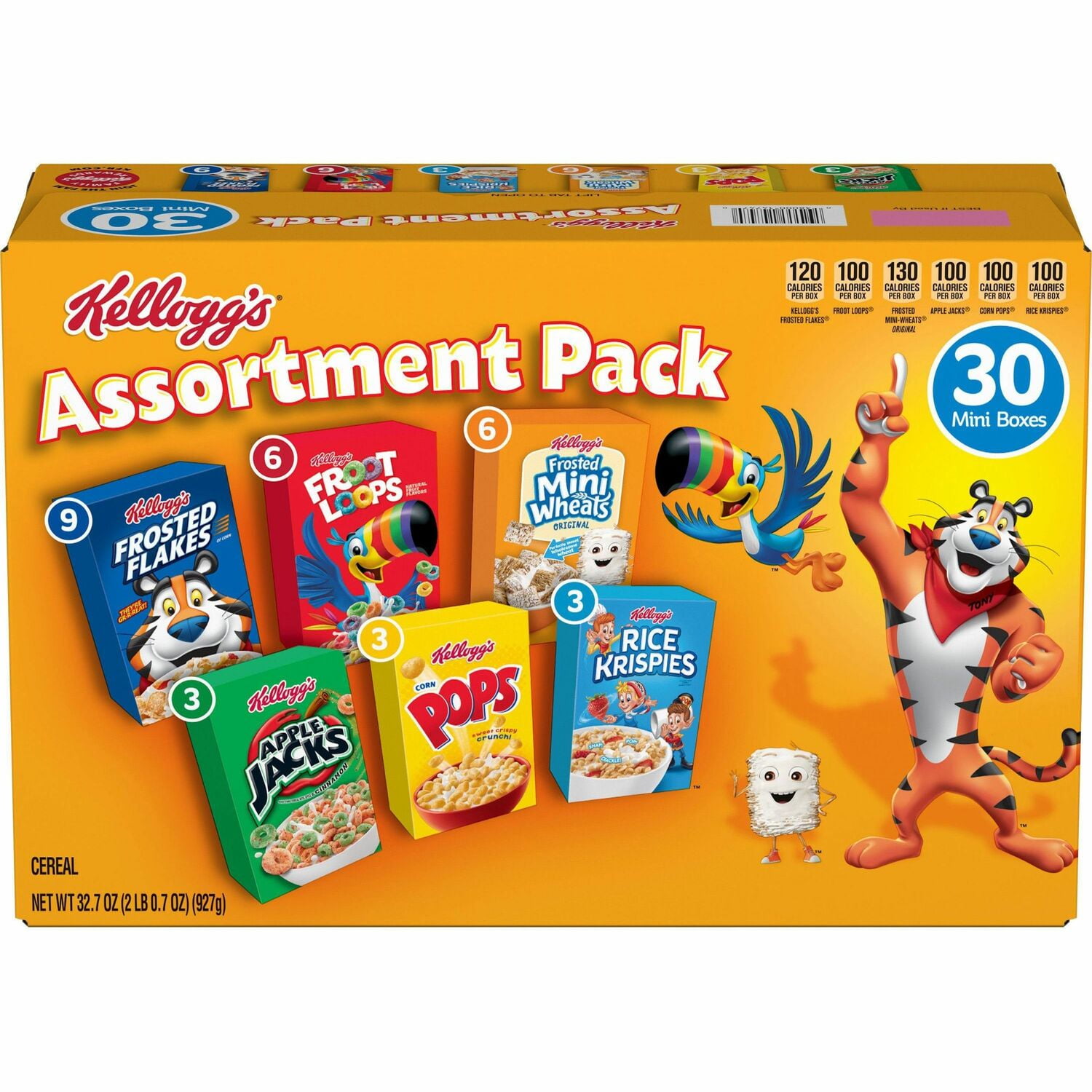Kellogg's Breakfast Cereal Mini Boxes Assorted 2.39 oz Box 30/Carton 14746