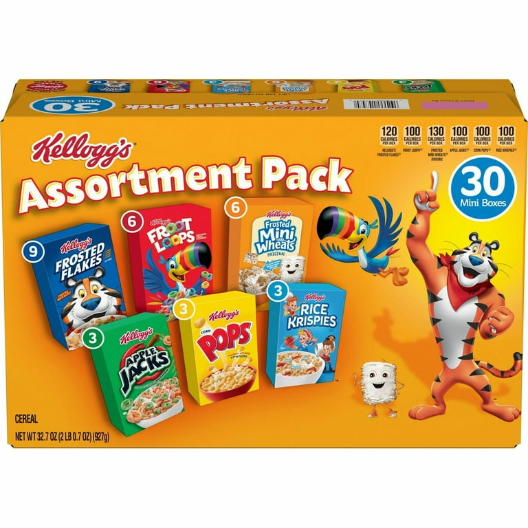 Kellogg's Breakfast Cereal Mini Boxes Assorted 2.39 oz Box 30/Carton 14746  