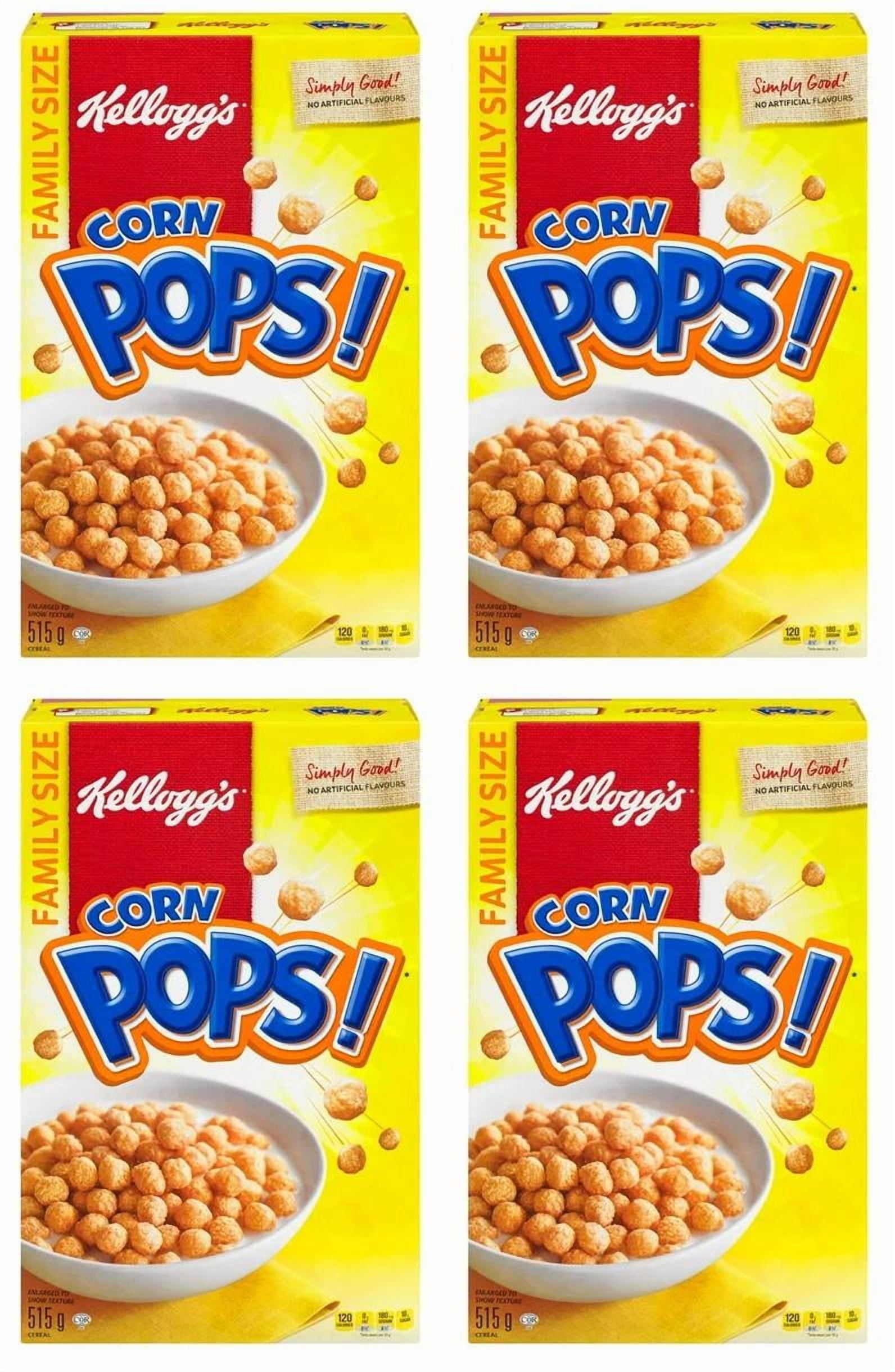 Kellogg's Canadian Corn Pops Cereal, Family Size, 515g (4 Pack