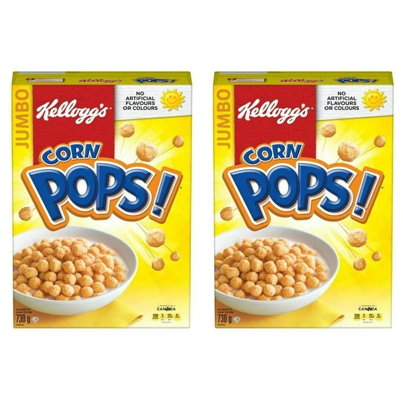 Kellogg's Canadian Corn Pops Cereal, Jumbo Size, 730g (2 Pack)